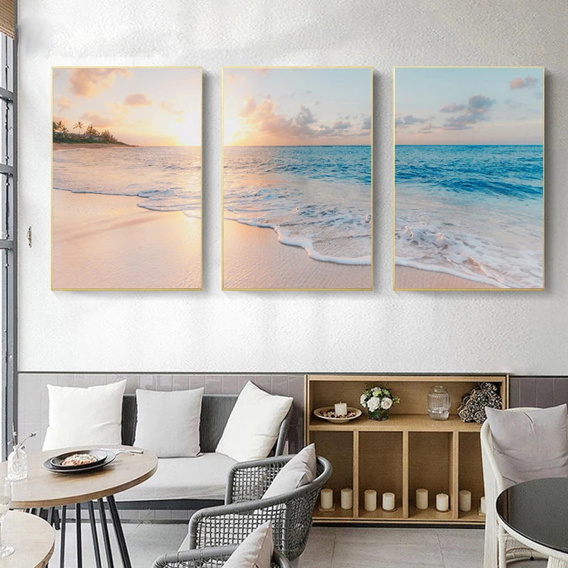 Natural Seascape Blue Sea Beach Landscape Posters and Prints Modern Canvas Painting Wall Art Picture for Living Room Pintura    Your Coastal Marketplace | Shoreshopper.com