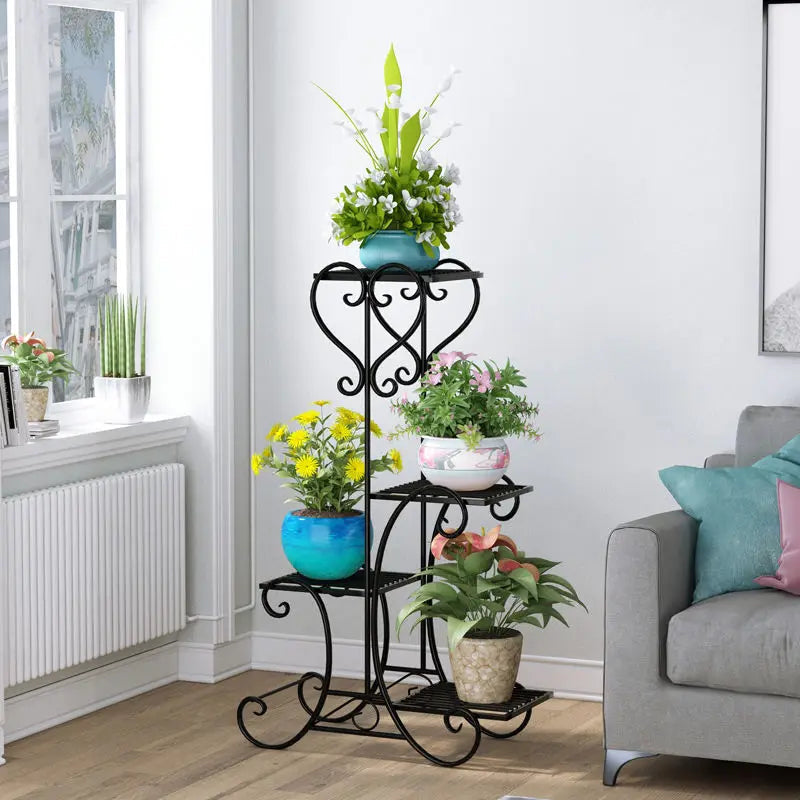 Metal Plant Shelf Flower Display Stand Garden Planter Holder with 4 Tier Shelves Indoor (Black)    Home Decor Supply | Online Retail | ShoreShopper.com
