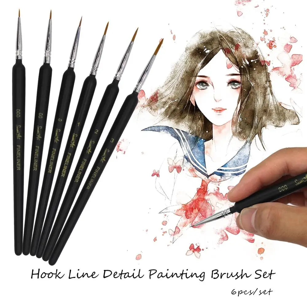 SeamiArt 6Pcs Fine Hook Line Pen Different Size 000 00 0 1 2 3 Paint Brush Artist Gouche Watercolor Acrylic Painting Supplies    Home Decor Supply | Online Retail | ShoreShopper.com