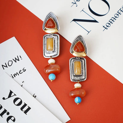 Bohemia Enamel Ivory Pendant Stud Earrings Chic Women Girls Carved Geometric Statement Earrings Beach Accessories    Your Coastal Marketplace | Shoreshopper.com
