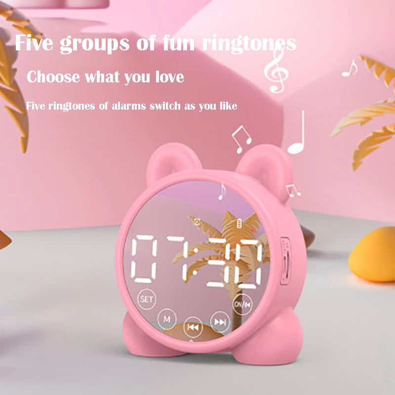Bluetooth Mirror Table Clock Kids Alarm Clock Cute Cat Digital Alarm Clock For Kids Bedside Clock Children'S Sleep Led Clocks    Home Decor Supply | Online Retail | ShoreShopper.com
