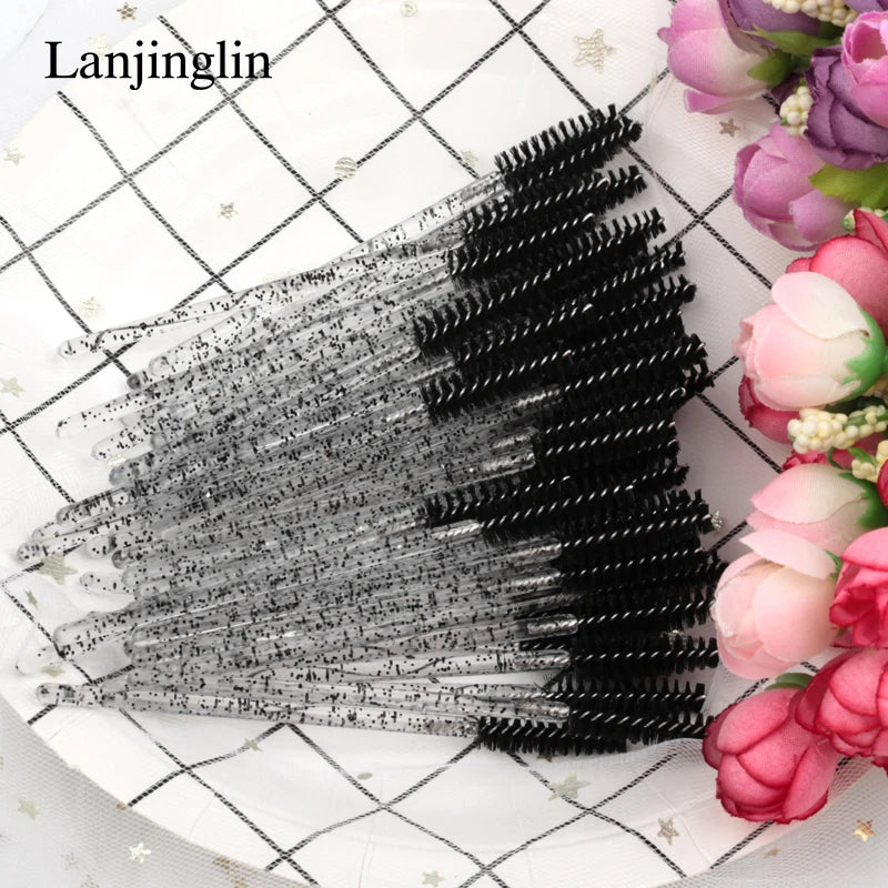 Lanjinglin 5/50pcs Eyelash Brush Crystal Eyelash Soft Eye Lashes Extension Mascara Wands Makeup Professional Makeup Tool - ShoreCo.Shop