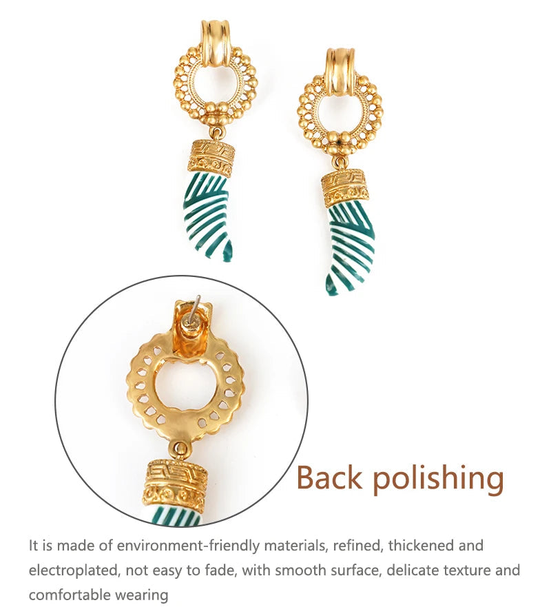 Bohemia Enamel Ivory Pendant Stud Earrings Chic Women Girls Carved Geometric Statement Earrings Beach Accessories    Your Coastal Marketplace | Shoreshopper.com