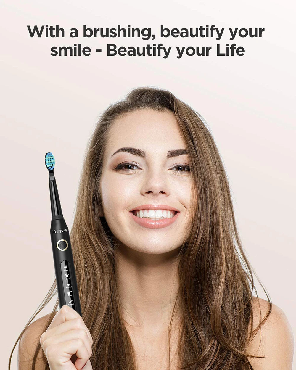 Fairywill Electric Sonic Toothbrush FW-507 USB Charge Rechargeable Adult Waterproof Electronic Tooth Brushes Replacement Heads s - ShoreCo.Shop