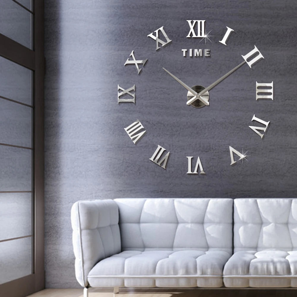 2D/3D Large Roman Numeral Acrylic Mirror Wall Clock Sticker Fashion DIY Quartz Clocks Watch Home Decoration Living Room Stickers    Home Decor Supply | Online Retail | ShoreShopper.com