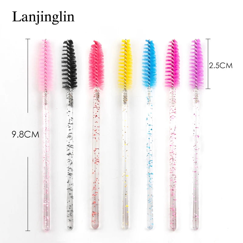 Lanjinglin 5/50pcs Eyelash Brush Crystal Eyelash Soft Eye Lashes Extension Mascara Wands Makeup Professional Makeup Tool - ShoreCo.Shop