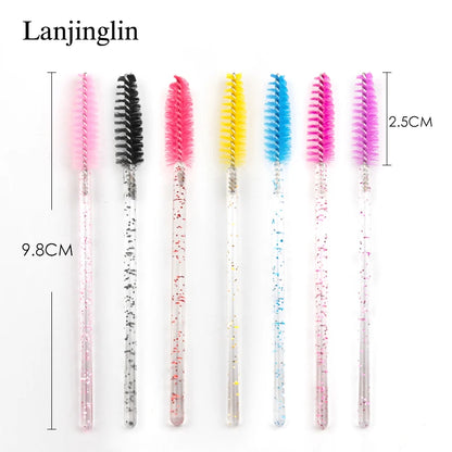 Lanjinglin 5/50pcs Eyelash Brush Crystal Eyelash Soft Eye Lashes Extension Mascara Wands Makeup Professional Makeup Tool - ShoreCo.Shop