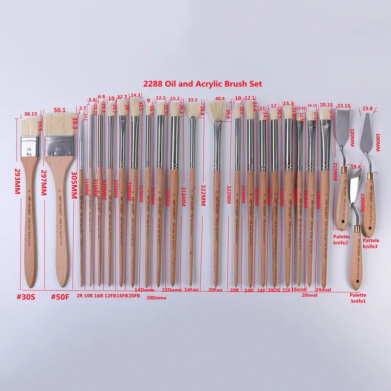 ArtSecret New Arrival 2288 24/Set Oil And Acrylic Painting Brush Hog Bristle Straw Mat Pouch&Canvas Pocket Artist Art Supplies    Home Decor Supply | Online Retail | ShoreShopper.com
