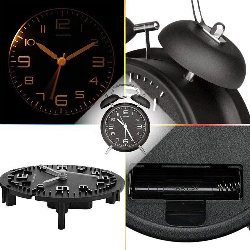 4 Inch Twin Bell Loud Alarm Clock Metal Frame 3D Dial with Backlight Battery Operate Desk Table Alarm Clock For Home and Office    Home Decor Supply | Online Retail | ShoreShopper.com