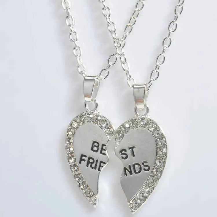 Gooden Friends Love English Pendant Pendant Necklace Fashion Two Rhinestones Alloy Flap Best Friends Necklace New Product Launch