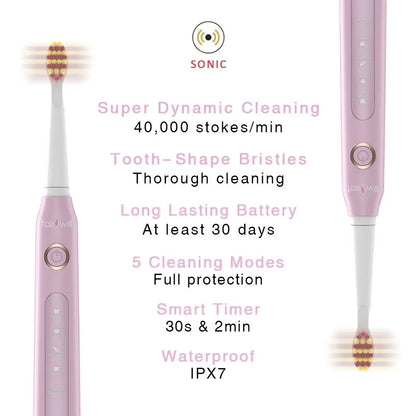 Fairywill Electric Sonic Toothbrush FW-507 USB Charge Rechargeable Adult Waterproof Electronic Tooth Brushes Replacement Heads s - ShoreCo.Shop