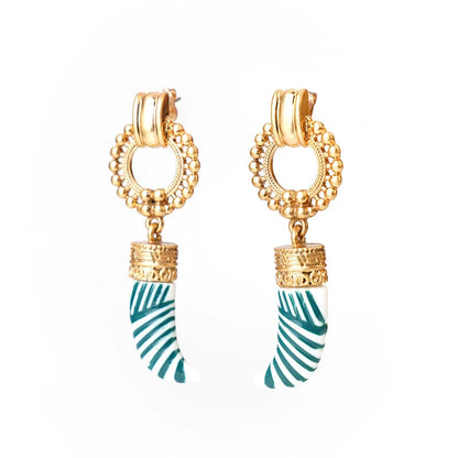 Bohemia Enamel Ivory Pendant Stud Earrings Chic Women Girls Carved Geometric Statement Earrings Beach Accessories    Your Coastal Marketplace | Shoreshopper.com