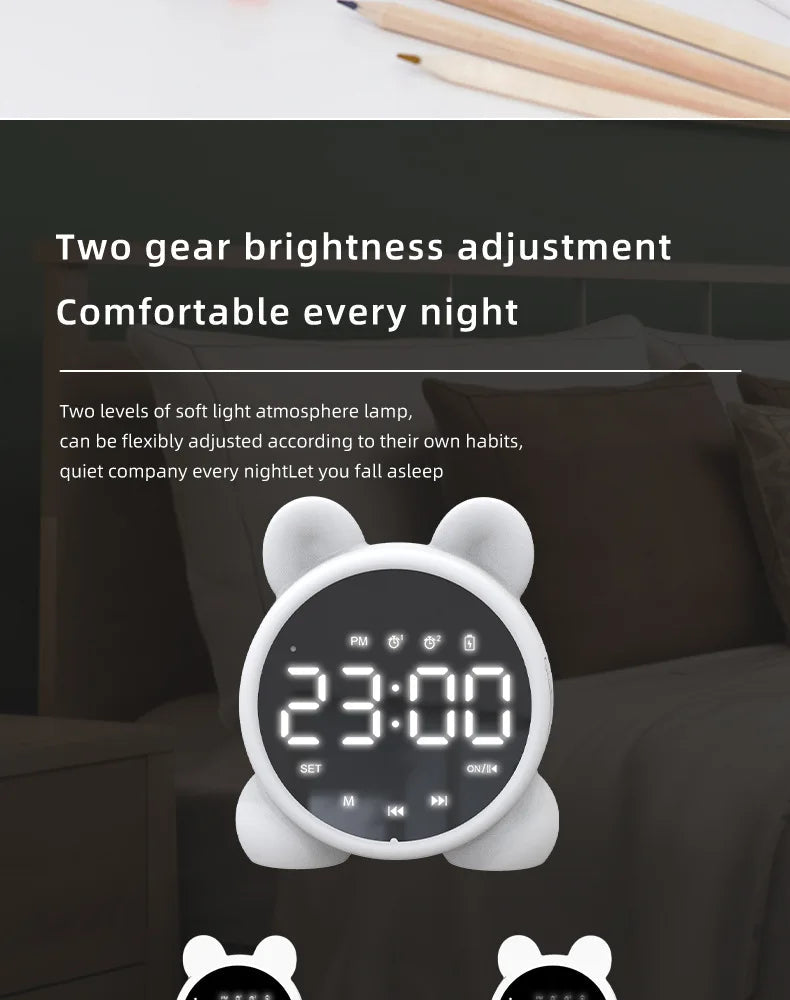 Bluetooth Mirror Table Clock Kids Alarm Clock Cute Cat Digital Alarm Clock For Kids Bedside Clock Children'S Sleep Led Clocks    Home Decor Supply | Online Retail | ShoreShopper.com