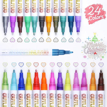 Customized Non-Toxic Glitter Outline Markers Double Colors Set Packaging    Home Decor Supply | Online Retail | ShoreShopper.com