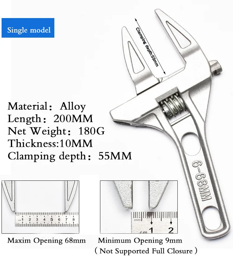 Adjustable Wrench Universal Monkey Spanner Multi-function plumbing Hand Tools Nut Sink Wrench Bathroom Pipe Large Open Spanner    Home Decor Supply | Online Retail | ShoreShopper.com