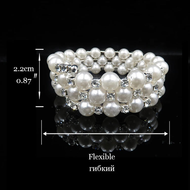 Wedding Bridal Jewelry Set String of Pearls Prom Silver Color Crystal Bracelet Necklace Earrings for Women jewellery sets    Home Decor Supply | Online Retail | ShoreShopper.com