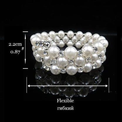 Wedding Bridal Jewelry Set String of Pearls Prom Silver Color Crystal Bracelet Necklace Earrings for Women jewellery sets    Home Decor Supply | Online Retail | ShoreShopper.com