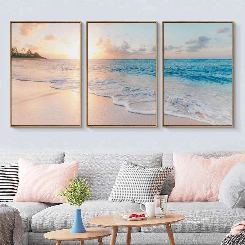 Natural Seascape Blue Sea Beach Landscape Posters and Prints Modern Canvas Painting Wall Art Picture for Living Room Pintura