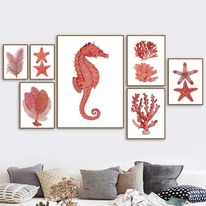 Marine Life Hippocampus Starfish Coral Wall Art Canvas Painting Nordic Posters And Prints Pictures For Living Room Home Decor