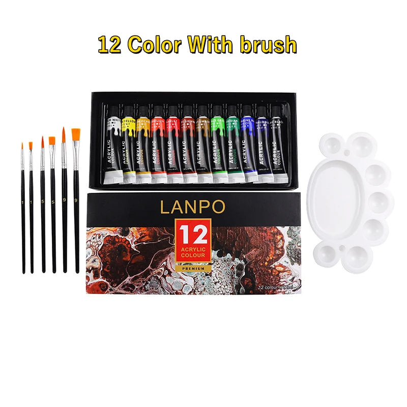 Acrylic Paints Set 12/24 Colors Professional Brush Set 12ml Tubes Artist Drawing Painting Pigment Hand Painted Wall Paint DIY    Home Decor Supply | Online Retail | ShoreShopper.com