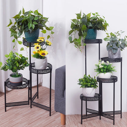 3/4 Tier Metal Plant Stand Indoor Black Tall Flower Pot Holder Display Rack Foldable for Patio Garden Living Room Corner Balcony    Home Decor Supply | Online Retail | ShoreShopper.com