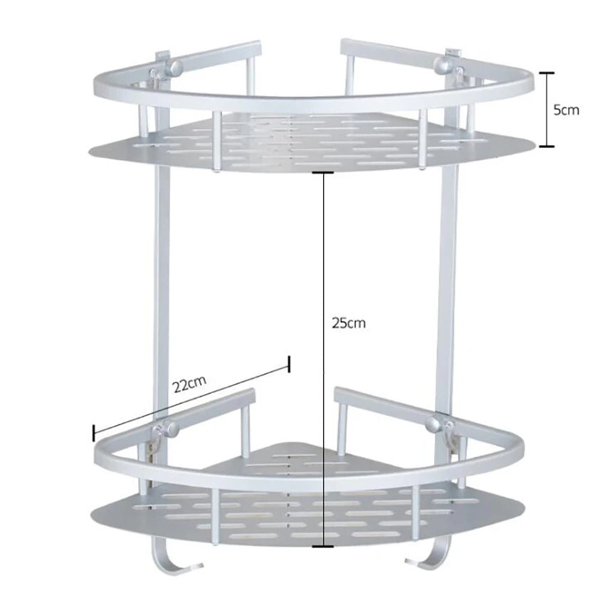 Bathroom Shelf Screws Fixed Durable Aluminum 2 Tiers Shower Shelf Kitchen Storage Holder Shampoo Soap Cosmetic Organizer Shelf    Home Decor Supply | Online Retail | ShoreShopper.com