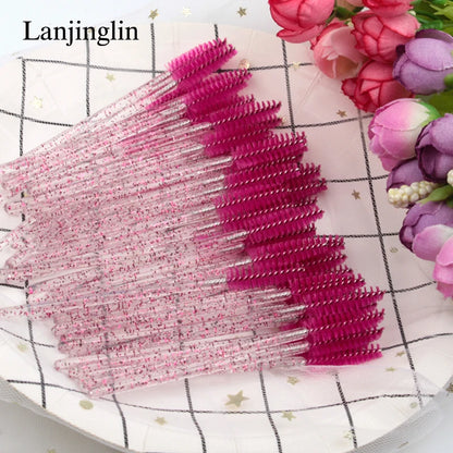 Lanjinglin 5/50pcs Eyelash Brush Crystal Eyelash Soft Eye Lashes Extension Mascara Wands Makeup Professional Makeup Tool - ShoreCo.Shop