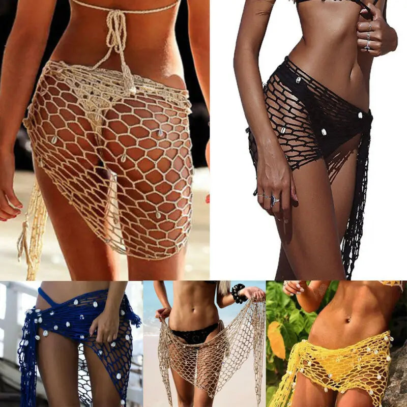 Women Beach Weave Hand Crochet Wrap Shawls Sexy Bikini Cover Up Sunscreen Nets Skirt Mesh Tunic Pareo Beachwear hot    Your Coastal Marketplace | Shoreshopper.com