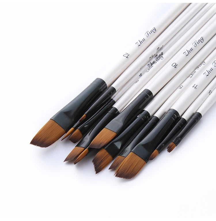 12 Pcs/set Nylon Hair Wooden Handle Watercolor Paint Brush Pen Set Learning DIY Oil Acrylic Painting Art Paint Brushes Supplies    Home Decor Supply | Online Retail | ShoreShopper.com
