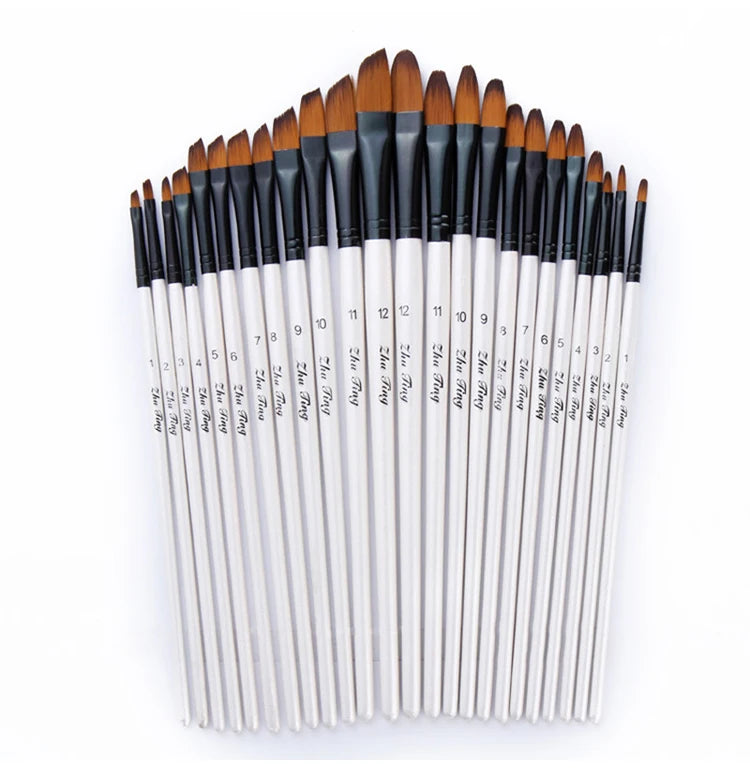 12 Pcs/set Nylon Hair Wooden Handle Watercolor Paint Brush Pen Set Learning DIY Oil Acrylic Painting Art Paint Brushes Supplies    Home Decor Supply | Online Retail | ShoreShopper.com