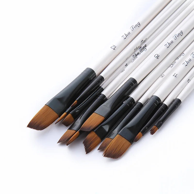 12 Pcs/set Nylon Hair Wooden Handle Watercolor Paint Brush Pen Set Learning DIY Oil Acrylic Painting Art Paint Brushes Supplies    Home Decor Supply | Online Retail | ShoreShopper.com
