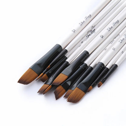 12 Pcs/set Nylon Hair Wooden Handle Watercolor Paint Brush Pen Set Learning DIY Oil Acrylic Painting Art Paint Brushes Supplies    Home Decor Supply | Online Retail | ShoreShopper.com