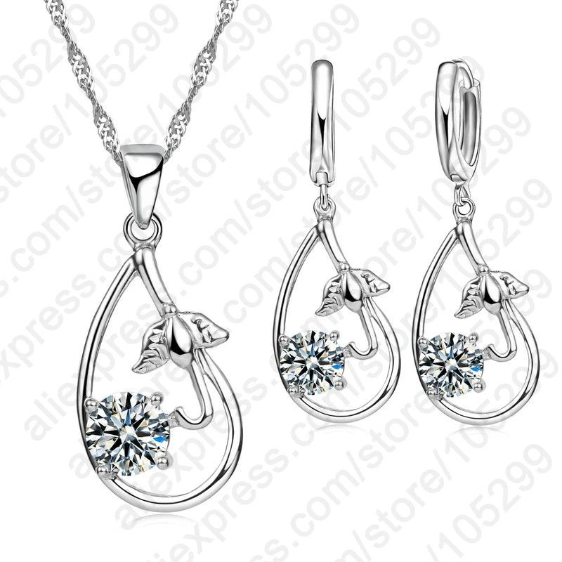 Wedding Bridal Jewelry Sets for Women Neckalce and Earrings 925 Sterling Silver Romantic Style Jewelry for Women As Gift    Home Decor Supply | Online Retail | ShoreShopper.com