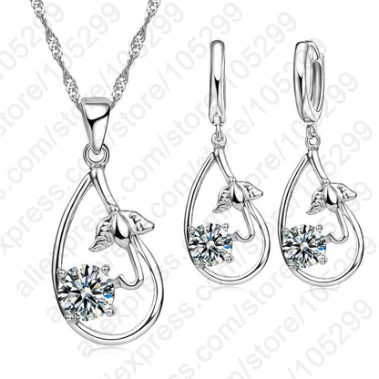Wedding Bridal Jewelry Sets for Women Neckalce and Earrings 925 Sterling Silver Romantic Style Jewelry for Women As Gift    Home Decor Supply | Online Retail | ShoreShopper.com