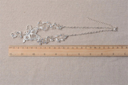 Wedding Jewelry Set Bride Rhinestone Jewelry Set Silver Plated Butterfly Choker Necklace Earrings Set Jewelry For Women Girls    Home Decor Supply | Online Retail | ShoreShopper.com