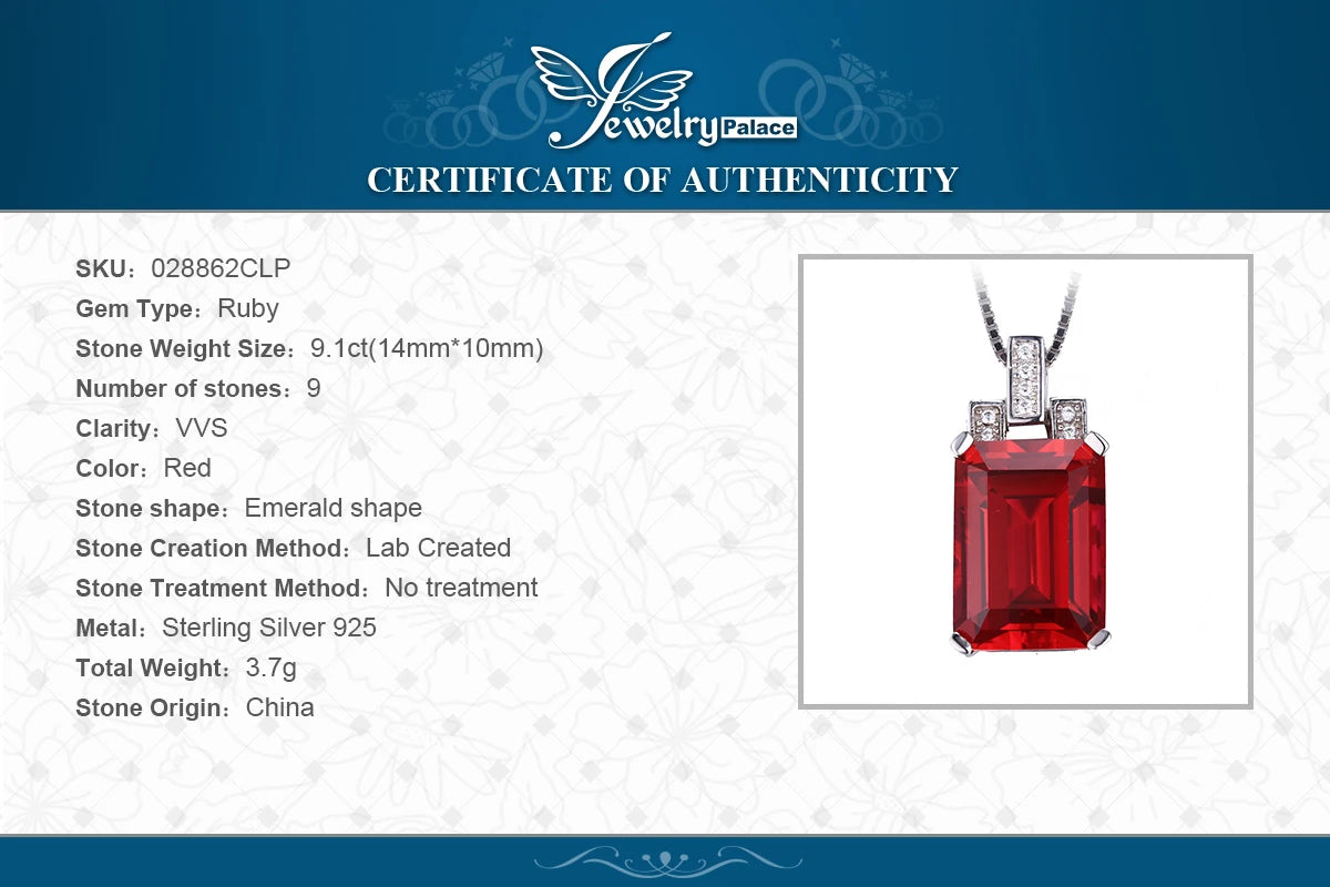 JewelryPalace 9ct Created Red Ruby 925 Sterling Silver Pendant Necklace for Women Engagement Party Jewelry Fashion Gift No Chain    Home Decor Supply | Online Retail | ShoreShopper.com