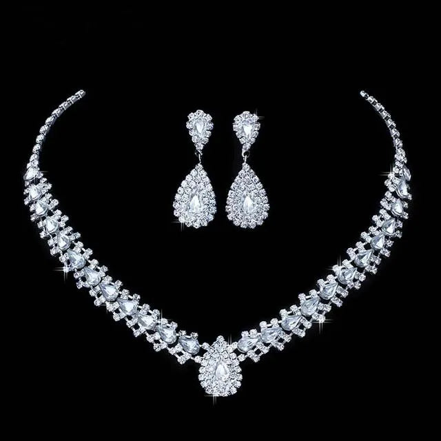 Luxurious Wedding Jewelry Sets for Bridal Bridesmaid Jewelery Drop Earring Necklace Austria Crystal Wholesale Gift    Home Decor Supply | Online Retail | ShoreShopper.com