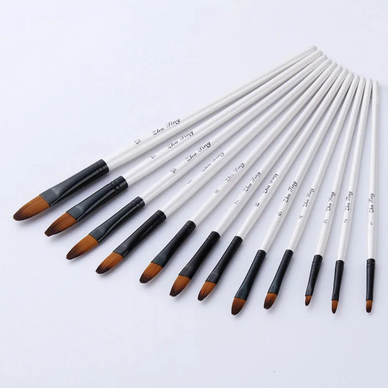 12 Pcs/set Nylon Hair Wooden Handle Watercolor Paint Brush Pen Set Learning DIY Oil Acrylic Painting Art Paint Brushes Supplies    Home Decor Supply | Online Retail | ShoreShopper.com