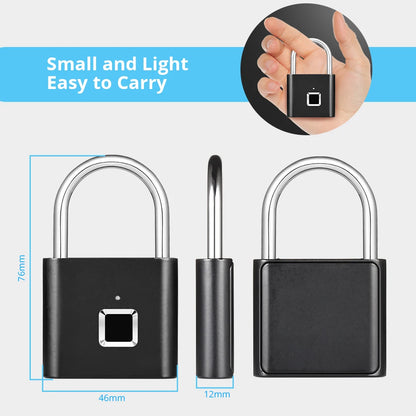 KERUI Smart Fingerprint Padlock Waterproof Fingerprint Keyless Door Lock Type C Rechargeable Security Padlock for House - ShoreCo.Shop