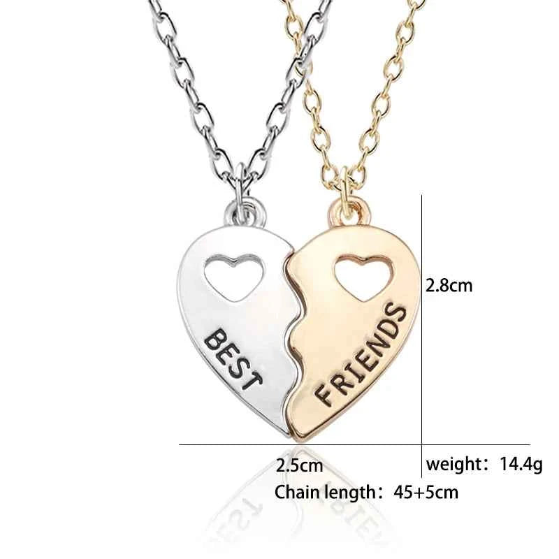 Trendy Best Friends Forever Necklace BFF Necklaces For Women Hollow Broken Love Heart Pendant Necklaces&Pendants Party Gift