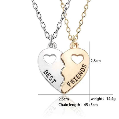 Trendy Best Friends Forever Necklace BFF Necklaces For Women Hollow Broken Love Heart Pendant Necklaces&Pendants Party Gift