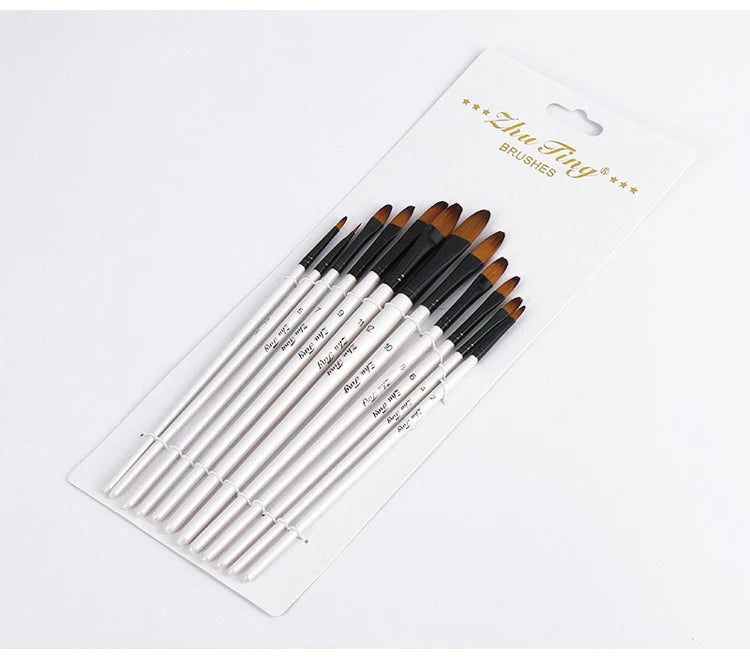 12 Pcs/set Nylon Hair Wooden Handle Watercolor Paint Brush Pen Set Learning DIY Oil Acrylic Painting Art Paint Brushes Supplies    Home Decor Supply | Online Retail | ShoreShopper.com