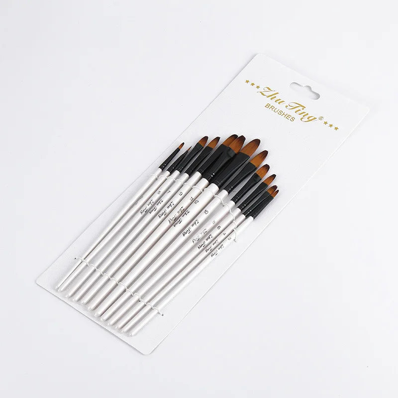 12 Pcs/set Nylon Hair Wooden Handle Watercolor Paint Brush Pen Set Learning DIY Oil Acrylic Painting Art Paint Brushes Supplies    Home Decor Supply | Online Retail | ShoreShopper.com