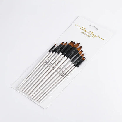 12 Pcs/set Nylon Hair Wooden Handle Watercolor Paint Brush Pen Set Learning DIY Oil Acrylic Painting Art Paint Brushes Supplies    Home Decor Supply | Online Retail | ShoreShopper.com