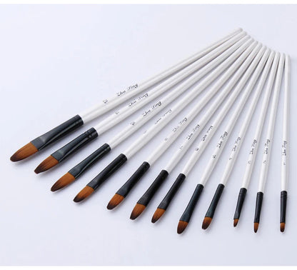 12 Pcs/set Nylon Hair Wooden Handle Watercolor Paint Brush Pen Set Learning DIY Oil Acrylic Painting Art Paint Brushes Supplies    Home Decor Supply | Online Retail | ShoreShopper.com