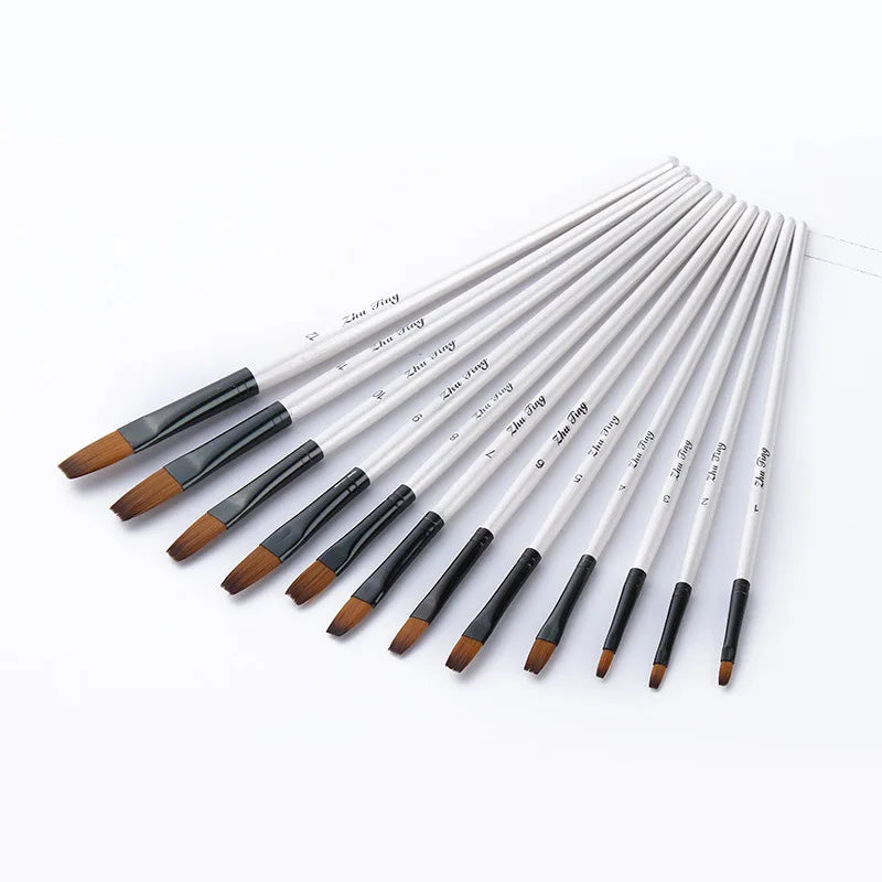 12 Pcs/set Nylon Hair Wooden Handle Watercolor Paint Brush Pen Set Learning DIY Oil Acrylic Painting Art Paint Brushes Supplies    Home Decor Supply | Online Retail | ShoreShopper.com