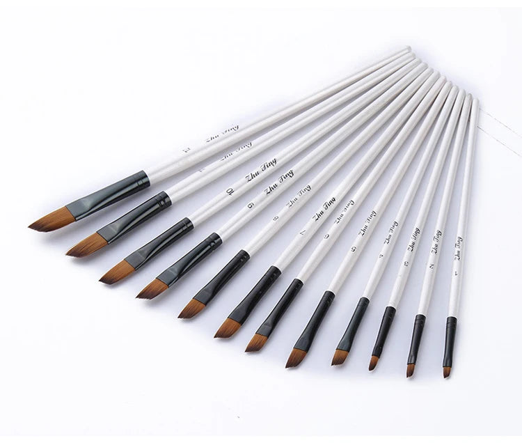 12 Pcs/set Nylon Hair Wooden Handle Watercolor Paint Brush Pen Set Learning DIY Oil Acrylic Painting Art Paint Brushes Supplies    Home Decor Supply | Online Retail | ShoreShopper.com