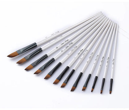 12 Pcs/set Nylon Hair Wooden Handle Watercolor Paint Brush Pen Set Learning DIY Oil Acrylic Painting Art Paint Brushes Supplies    Home Decor Supply | Online Retail | ShoreShopper.com