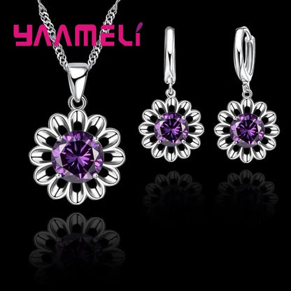 New Fashion Wedding Jewelry Set Women Top Quality 925 Sterling Silver Color Crystal Pendant Necklace Hoop Earring Big Promotion    Home Decor Supply | Online Retail | ShoreShopper.com