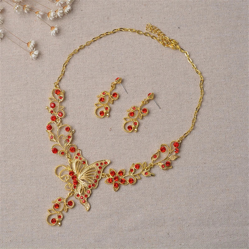 Wedding Jewelry Set Bride Rhinestone Jewelry Set Silver Plated Butterfly Choker Necklace Earrings Set Jewelry For Women Girls    Home Decor Supply | Online Retail | ShoreShopper.com